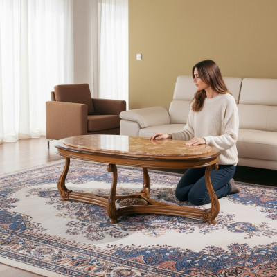 Table basse ovale en bois Table d'appoint Table basse Salon Meubles italiens Table