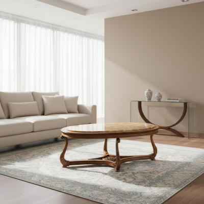 Table basse ovale en bois Table d'appoint Table basse Salon Meubles italiens Table