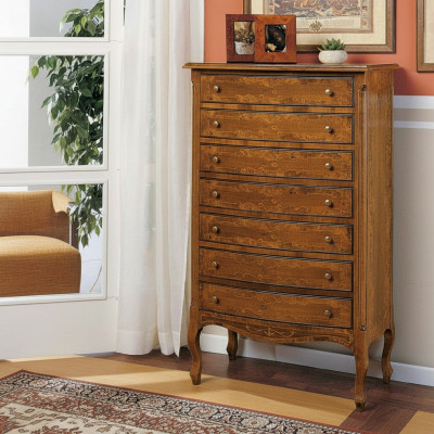Meuble haut en bois d'armoire à tiroirs de meuble avec tiroirs de commode, en italien.
