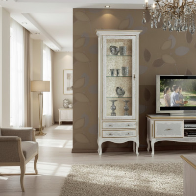 Salle de séjour Meuble TV Vitrine TV Buffet Armoire Table Vitrines en bois Ensemble de meubles 3 pièces