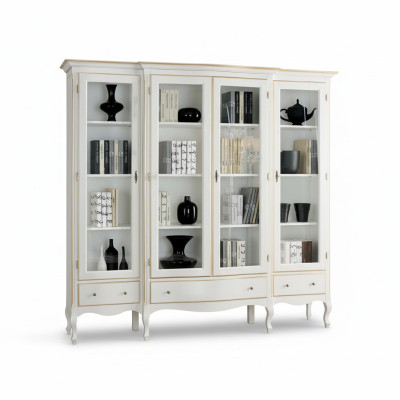 Étagère classique blanche avec des accents plaqués or