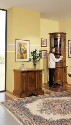 Vitrine d'angle Armoire d'angle Vitrine Armoire en bois Armoires Meubles italiens Verre neuf