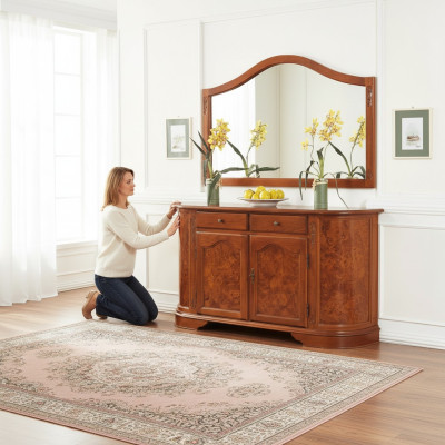 Suite Set 2pcs Commode Miroir Groupe de Bois Commodes Buffet Meuble Armoire