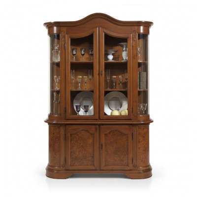 Meuble Vitrine en verre Bois Marron Vitrine en verre Étagères Italie Meuble classique neuf