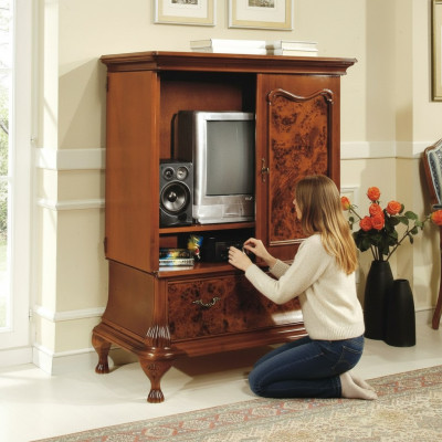 Armoire TV Murale Armoire TV cachée avec portes Buffet en bois
