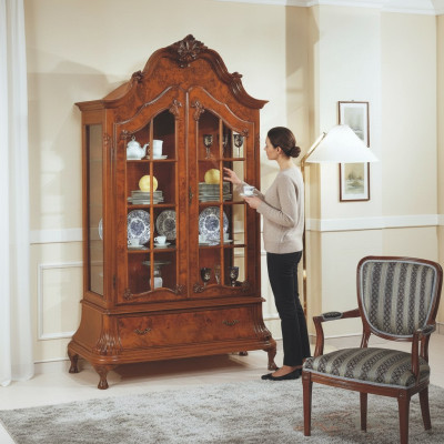 Vitrines en verre Armoires de salle de séjour Meubles Marron Vitrine Classique Armoire Italienne