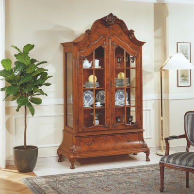 Vitrines en verre Armoires de salle de séjour Meubles Marron Vitrine Classique Armoire Italienne