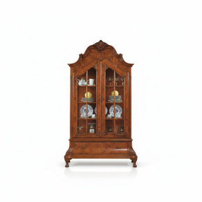 Vitrines en verre Armoires de salle de séjour Meubles Marron Vitrine Classique Armoire Italienne