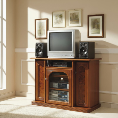 Armoire TV marron de luxe Buffet commode Mobilier de salle de séjour Armoires Étagères en bois