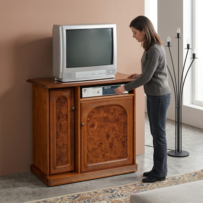 Armoire de télévision marron Buffet de luxe Commode Armoires de salon Étagères Bois