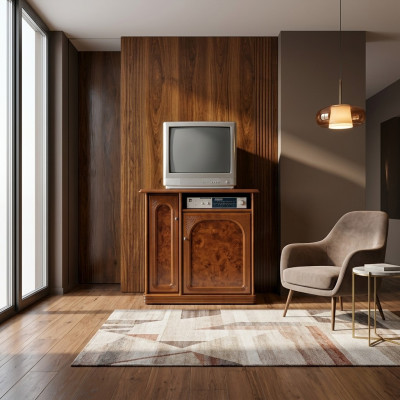 Armoire de télévision marron Buffet de luxe Commode Armoires de salon Étagères Bois