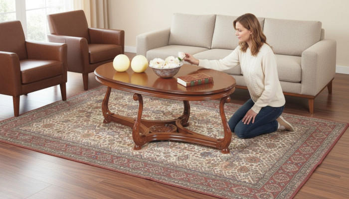 Table basse ovale laquée marron Table d'appoint Table en bois Table basse de salon