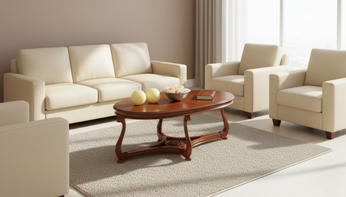 Table basse ovale laquée marron Table d'appoint Table en bois Table basse de salon