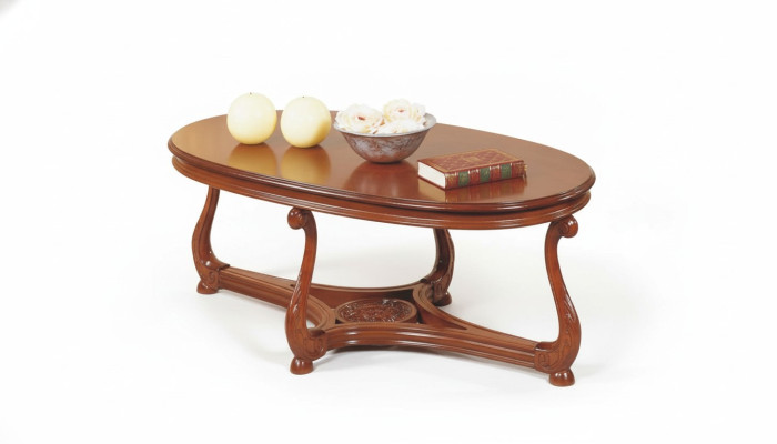 Table basse ovale laquée marron Table d'appoint Table en bois Table basse de salon