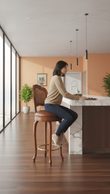 Tabouret de bar Design Tabouret Tabouret de comptoir Chaise de bar en cuir marron Luxueux Revêtement de barres