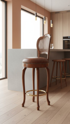 Tabouret de bar Design Tabouret Tabouret de comptoir Chaise de bar en cuir marron Luxueux Revêtement de barres