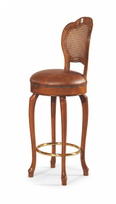 Tabouret de bar Design Tabouret Tabouret de comptoir Chaise de bar en cuir marron Luxueux Revêtement de barres