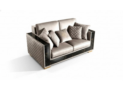 Canapé 2 places Design moderne Tissu d'ameublement Canapés Siège Mobilier Paysage vivant Gris