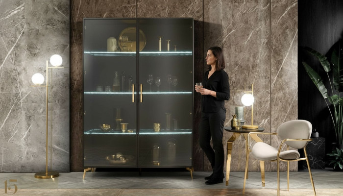 Vitrine Armoire Vitrines Armoires Conception Meubles italiens Salle de séjour Garde-robe