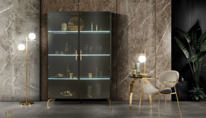 Vitrine Armoire Vitrines Armoires Conception Meubles italiens Salle de séjour Garde-robe
