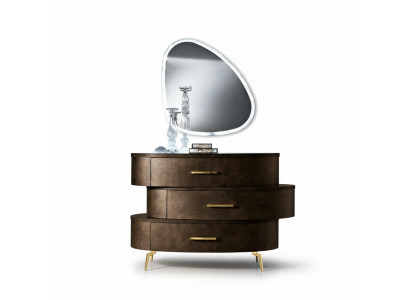 Commode avec miroir Commodes Chambre Armoire à vêtements Bois Design moderne Ensemble marron