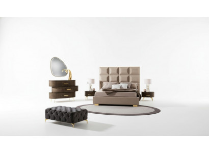 Luxueux ensemble de 5 pièces. Chambre Lit Table de chevet Commode Miroir Suite Double neuf