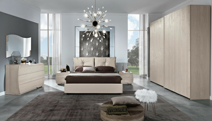 Ensemble de luxe 6 pièces. Chambre Lit Table de chevet Commode Miroir Armoire neuf