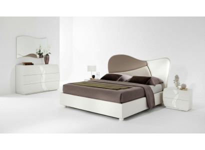 Chambre Lit Table de chevet Commode Miroir Suite de luxe Ensemble double 5 pièces neuf