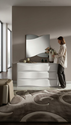 Ensemble de luxe commode avec miroir Commodes Console Suite Bois Design moderne Blanc