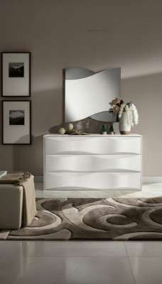 Ensemble de luxe commode avec miroir Commodes Console Suite Bois Design moderne Blanc
