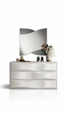 Ensemble de luxe commode avec miroir Commodes Console Suite Bois Design moderne Blanc