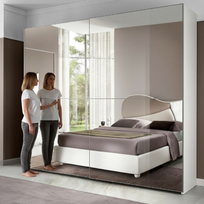 Armoire de design moderne en bois avec portes coulissantes pour armoire avec miroir