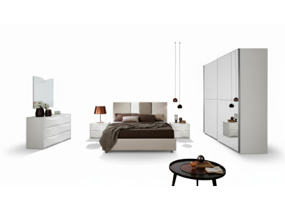 Suite Set 6 pièces Chambre Lit Table de chevet Commode Miroir Armoire