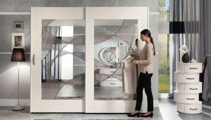 Armoire de luxe avec portes coulissantes Armoires de chambre Armoires en bois moderne