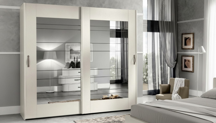 Garde-robe de luxe avec portes coulissantes Armoires de garde-robe en bois moderne