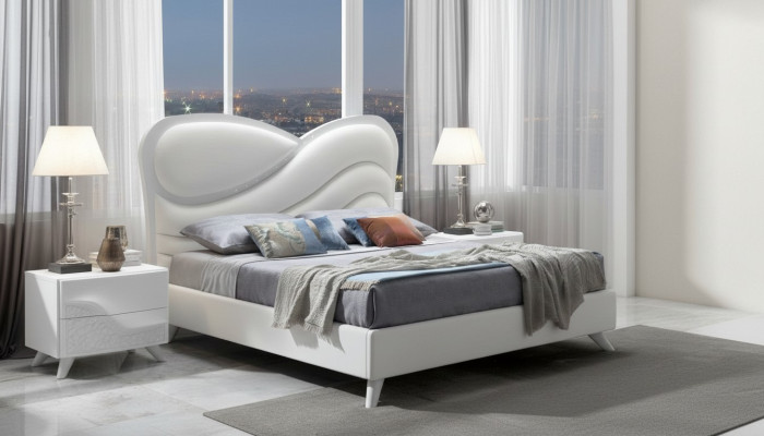 Lit double Lit cadre de lit Cadre de lit blanc Double Moderne Luxe Style Italie nouveau