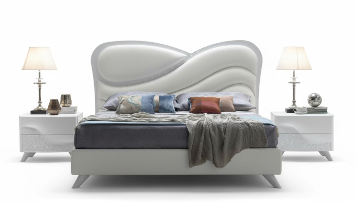 Lit double Lit cadre de lit Cadre de lit blanc Double Moderne Luxe Style Italie nouveau
