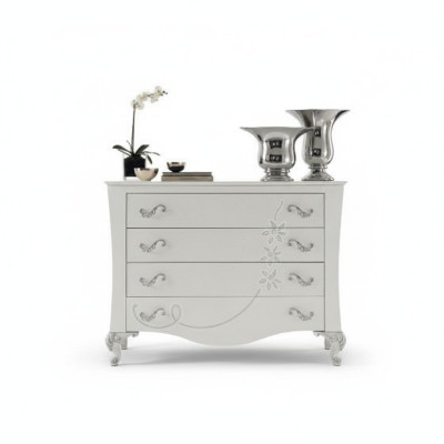 Une commode avec miroir en bois dans un style moderne pour la chambre.