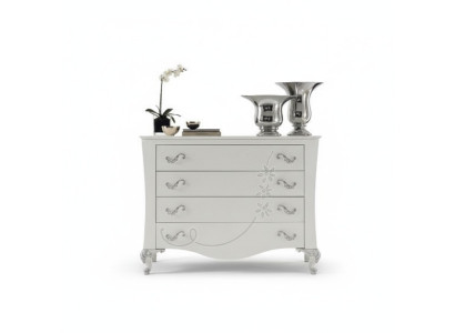 Une commode avec miroir en bois dans un style moderne pour la chambre.