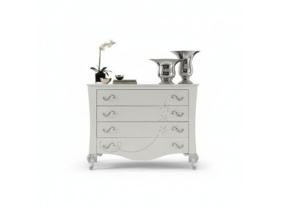Une commode avec miroir en bois dans un style moderne pour la chambre.