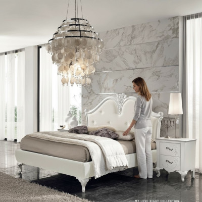 Lit de luxe, lits classiques, cadre de lit double, lit double moderne, lit double moderne blanc.