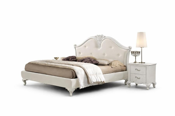 Lit de luxe, lits classiques, cadre de lit double, lit double moderne, lit double moderne blanc.