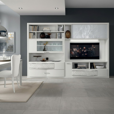 Unité murale Meuble TV Armoire murale Buffet Télévision Commode en bois Design Mobilier moderne neuf