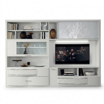 Unité murale Meuble TV Armoire murale Buffet Télévision Commode en bois Design Mobilier moderne neuf