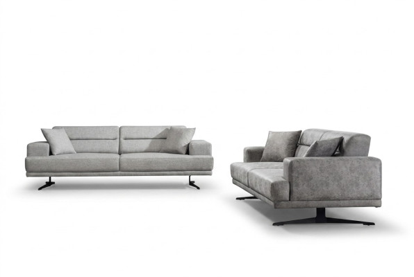 Ensemble de canapés 3+3 places en cuir avec design moderne.