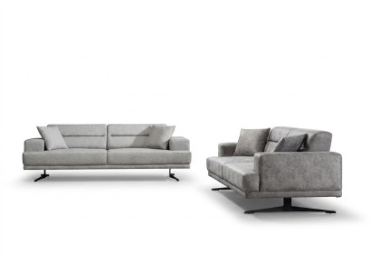 Ensemble de canapés 3+3 places en cuir avec design moderne.