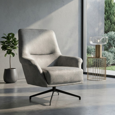 Fauteuil Canapé Design Canapé Salon Cuir Lounge Club Siège de Luxe Gris Moderne