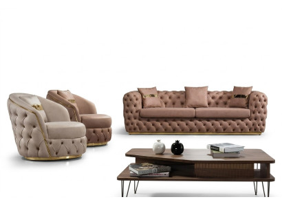 Ensemble de canapé Chesterfield de luxe 3+1+1 places, fauteuil, canapés en cuir