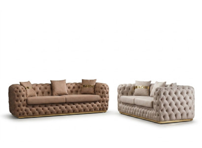 Ensemble de canapés rembourrés 3+3 places Chesterfield Suite de luxe en cuir.