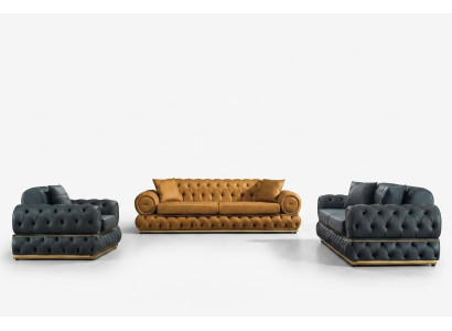 Ensemble de canapés 3+3+1 places Fauteuil Canapés en cuir de luxe Chesterfield